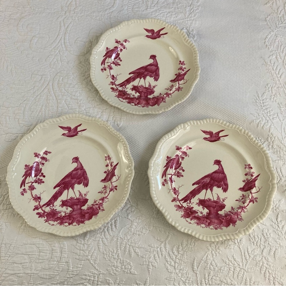 Copeland Spode Blackbird lot of 3 dinner plates Fuchsia bird hard to find